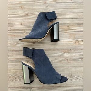 M.Gemi Suede Open Toe Bootie Sandals | Blue | 3” Heel | 37